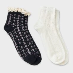Women's Floral Lace And Pointelle 2pk Ankle Socks - Auden™ 4-10 5 Women's Floral Lace And Pointelle 2pk Ankle Socks - Auden™ 4-10 -Auden Shop GUEST 0a86bc00 1b25 47d7 8d92 be269401bca4