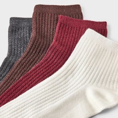Women's Ultra Soft Everyday Rib-Knit 4pk Ankle Socks - Auden™ 2 Women's Ultra Soft Everyday Rib-Knit 4pk Ankle Socks - Auden™ - Image 2