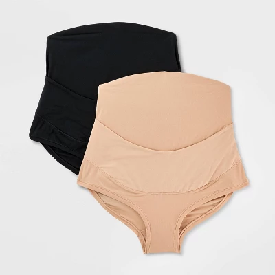 Maternity 2pk Luxe Stretch Over The Belly Bikini Underwear - Auden™ Black/Pearl Tan 3 Maternity 2pk Luxe Stretch Over The Belly Bikini Underwear - Auden™ Black/Pearl Tan - Image 3