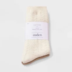Women's Brushed Terry Lined 2pk Cozy Crew Socks - Auden™ Pink 4-10