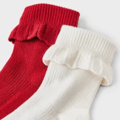 Women's Pointelle Scallop Turn-Cuff 2pk Ankle Socks - Auden™ Red/Ivory 4-10 -Auden Shop GUEST 91b6777e 9432 43a8 ade0 83439e35e4fb