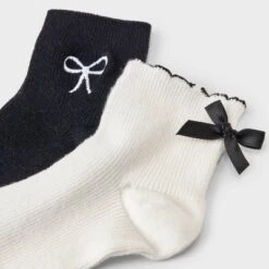 Women's Scallop Edge Bow Ultra Soft Rib-Knit 2pk Ankle Socks - Auden™ Ivory/Black 4-10 4 Women's Scallop Edge Bow Ultra Soft Rib-Knit 2pk Ankle Socks - Auden™ Ivory/Black 4-10 -Auden Shop GUEST ccf5f2cc e244 4bd9 ab88 70298a6fa427