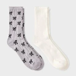 Women's Scallop Edge All-Over Bows And Pointelle 2pk Crew Socks - Auden™ Heather Gray/Black/Ivory 4-10 5 Women's Scallop Edge All-Over Bows And Pointelle 2pk Crew Socks - Auden™ Heather Gray/Black/Ivory 4-10 -Auden Shop GUEST d63b1066 e8b2 4326 8acb 1174f3a7ad8a