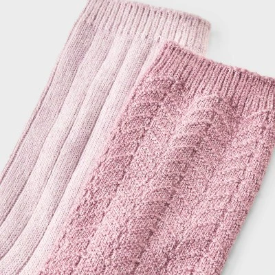 Women's Brushed Terry Lined 2pk Cozy Crew Socks - Auden™ White/Beige 4-10 2 Women's Brushed Terry Lined 2pk Cozy Crew Socks - Auden™ White/Beige 4-10 - Image 2