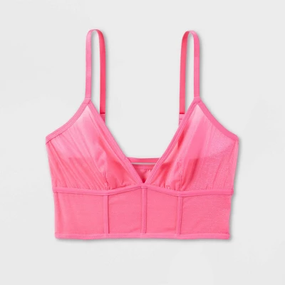 Women's Mesh Longline Bralette - Auden™ Pink 2 Women's Mesh Longline Bralette - Auden™ Pink - Image 2
